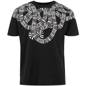 Marcelo Burlon, Zwarte Logo Print Katoenen Tops Zwart, Heren, Maat:M