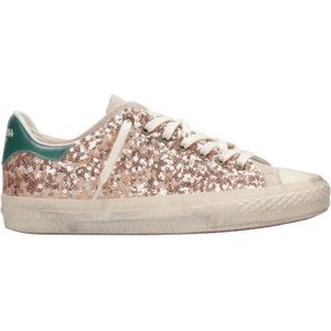 Hidnander, Schoenen, Dames, Geel, 37 EU, Pailletten, Starless Low Sequined Leren Sneakers