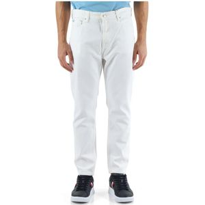 Calvin Klein Jeans, Broeken, Heren, Wit, W31, Dad Fit Cropped Jeans Vijf Zakken