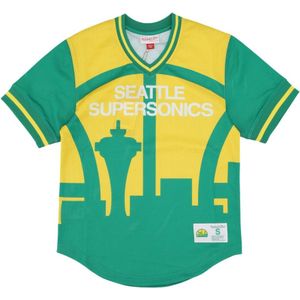 Mitchell & Ness, Sport, Heren, Groen, XL, Polyester, Seattle Supersonics Mesh V-neck Jas