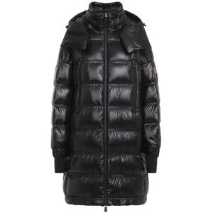 Moncler, Mantels, Dames, Zwart, M, Lange Parka Jas in Zwart