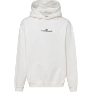 Maison Margiela, Sweatshirts & Hoodies, Heren, Wit, XL, Katoen, Witte Katoenen Oversized Hoodie