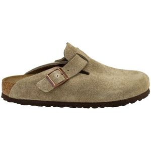 Birkenstock, Schoenen, Dames, Beige, 44 EU, Leer, Sandalen Boston Soft Footbed