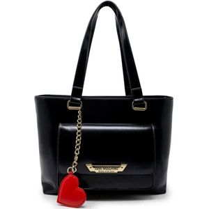 Love Moschino, Tassen, Dames, Zwart, ONE Size, Rode Hart Shopper Tas