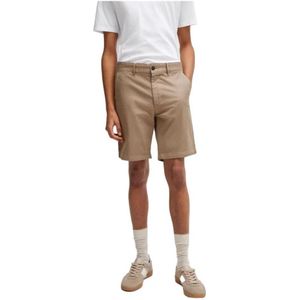 Boss, Korte broeken, Heren, Beige, W35, Katoen, Slim Fit Katoenen Shorts Bermuda Collectie