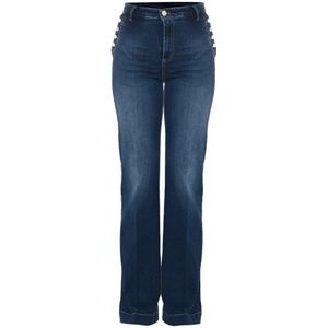 Kocca, Jeans, Dames, Blauw, W24, Flared jeans met decoratieve knopen