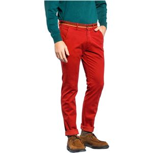 Mason's, Slim Fit Winter Chino Broek Rood, Heren, Maat:M