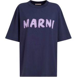 Marni, Tops, Dames, Blauw, 3Xs, Stijlvolle T-shirts en Polos