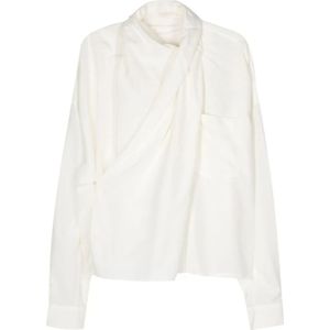 Quira, Blouses & Shirts, Dames, Wit, S, Katoen, Off White Wrap-Up Shirt