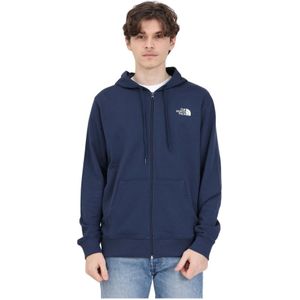 The North Face, Blauwe Trui met Contrast Logo Blauw, Heren, Maat:XL