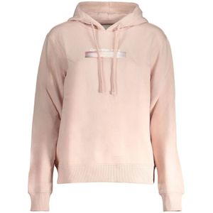 Calvin Klein, Sweatshirts & Hoodies, Dames, Roze, XS, Katoen, Roze hoodie met geborduurd logo