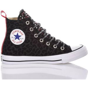 Converse, Schoenen, Dames, Zwart, 36 1/2 EU, Handgemaakte Zwarte Rode Sneakers