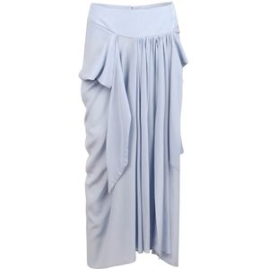 Ermanno Scervino, Rokken, Dames, Blauw, M, Zijden rok met geplooide details