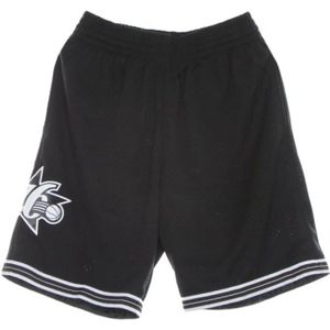 Mitchell & Ness, Korte broeken, Heren, Zwart, L, Basketball shorts NBA White Logo Swingman Short Hardwood Classics 2000 Phi 76E