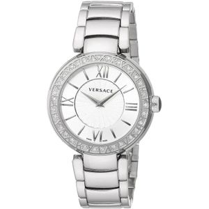 Versace, Accessoires, Dames, Grijs, ONE Size, Leda Diamonds Roestvrijstalen Horloge