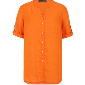 Doris S, Blouses & Shirts, Dames, Oranje, 3Xl, Linnen, Linnen High-Low Blouse