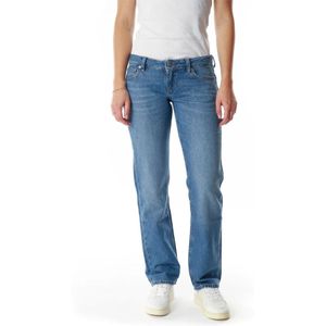 Pepe Jeans, Jeans, Dames, Blauw, W30 L32, Leer, Laag Getailleerde Slim Straight Jeans