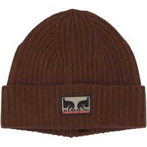 Obey, Donkerbruine Beanie x Napapijri Streetwear Bruin, Heren, Maat:ONE Size