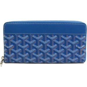 Goyard Vintage, Tweedehands Blauwe Canvas Goyard Portemonnee Blauw, Dames, Maat:ONE Size