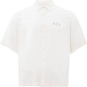 Armani Exchange, Overhemden, Heren, Wit, M, Korte mouw overhemden voor alledaags