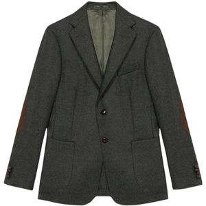 Brooks Brothers, Jassen, Heren, Groen, 5Xl, Wol, Donkergrijze wollen blazer met elleboogstukken in regular fit.