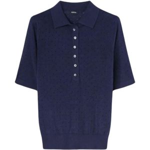 Aspesi, Tops, Dames, Blauw, S, Klassieke Polo Shirt
