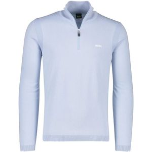 Hugo Boss, Truien, Heren, Blauw, L, Katoen, Lichtblauwe Sweater Half Zip