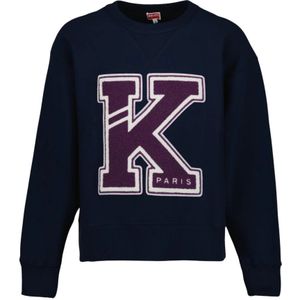 Kenzo, Sweatshirts & Hoodies, Heren, Blauw, S, Katoen, Varsity Sweatshirt Oversize Logo Borduurwerk