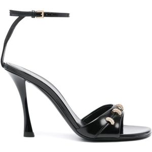 Givenchy, Zwarte Sandalen met Kristallen Zwart, Dames, Maat:38 EU
