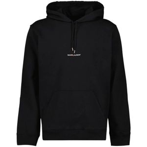 Saint Laurent, Sweatshirts & Hoodies, Heren, Zwart, XS, Katoen, Logo Hoodie