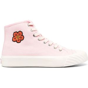 Kenzo, Schoenen, Dames, Roze, 40 EU, Roze Boke Flower High-Top Sneakers