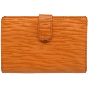 Louis Vuitton Vintage, Pre-owned, Dames, Oranje, ONE Size, Tweed, Tweedehands leren portemonnees