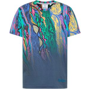 Carlo Colucci, Tops, Heren, Veelkleurig, XL, Pixel Gebreid T-Shirt