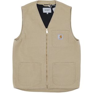 Carhartt Wip, Jassen, Heren, Beige, M, Katoen, Canvas Vest met Bourbon Aged Stijl