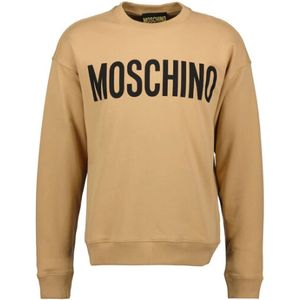 Moschino, Sweatshirts & Hoodies, Heren, Beige, L, Katoen, Biologisch katoenen fleece