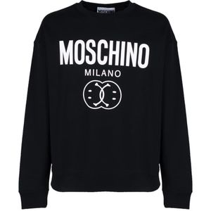 Moschino, Sweatshirts & Hoodies, Heren, Zwart, M, Katoen, Dubbele Smile Sweater