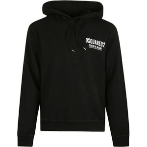 Dsquared2, Sweatshirts & Hoodies, Heren, Zwart, 2Xl, Katoen, Zwarte Cool Fit Hoodie Sweaters