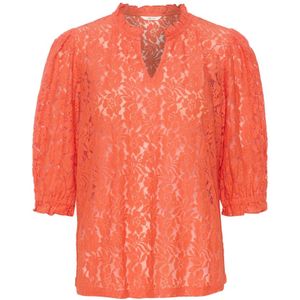 Cream, Blouses & Shirts, Dames, Oranje, S, Kanten Blouse Hot Coral