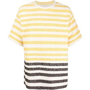 Jil Sander, Gestreept T-Shirt met Textuur Veelkleurig, Heren, Maat:M