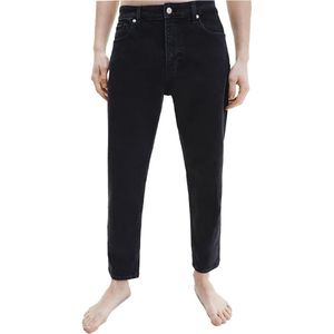 Calvin Klein, Jeans, Heren, Zwart, W31, Katoen, Zwarte Cropped Straight Jeans