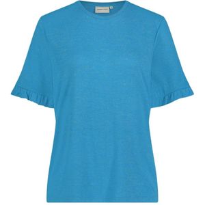 Fabienne Chapot, Tops, Dames, Blauw, M, Blauwe Glitter Ruffle T-shirt