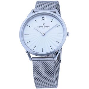 Pierre Cardin, Accessoires, Heren, Grijs, ONE Size, Elegante Zilveren Heren Analoge Horloge