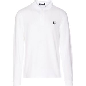 Fred Perry, Klassiek poloshirt met lange mouwen Wit, Heren, Maat:L