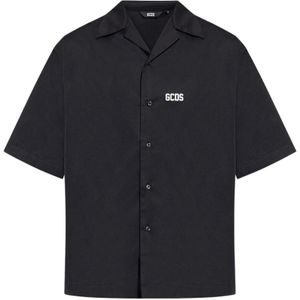 Gcds, Overhemden, Heren, Zwart, S, Zwart Logo Shirt Oversized Fit