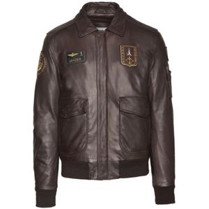 Aeronautica Militare, Jassen, Heren, Bruin, L, Leer, Beperkte oplage leren jas