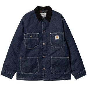 Carhartt Wip, Jassen, Heren, Blauw, S, Katoen, Originele loszittende werkjas