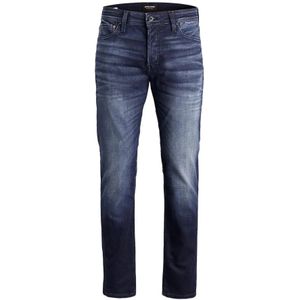 Jack & Jones, Jeans, Heren, Blauw, W38 L32, Katoen, Blauwe Rits Knoop Heren Jeans
