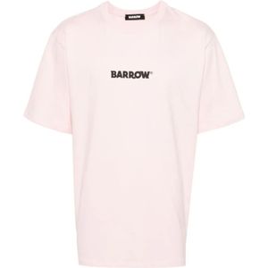 Barrow, Tops, Heren, Roze, XS, Katoen, Roze Logo Print T-shirts en Polos