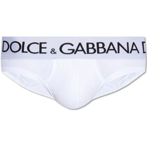 Dolce & Gabbana, Ondergoed, Heren, Wit, XL, Katoen, Slip met logo