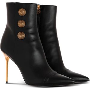 Balmain, Schoenen, Dames, Zwart, 37 EU, Leer, Leren Roni enkellaarzen